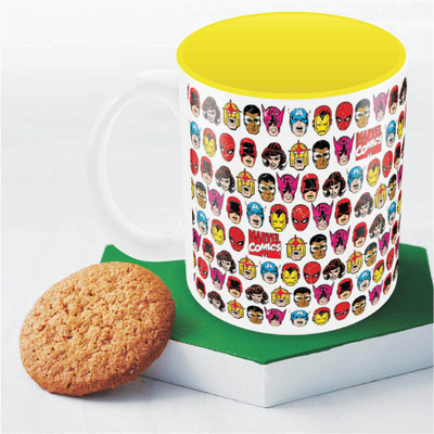 

Marvel Comics all faces Officially Licensed Ceramic Mug(350 ml), Multicolor