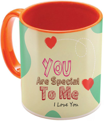 

SKY TRENDS Valentine Gift for Girlfriend Love Printed I Love U Forever Perfect for Her Him Wife Fiance Anniversary And Birthday STGD208 Ceramic Mug(325 ml), Orange