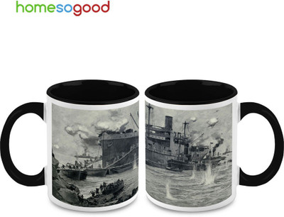 37% OFF on Homesogood World War I Ceramic Mug(325 ml, Pack of 2)