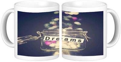 Shopmillions Dreams Ceramic Mug(300 ml), White