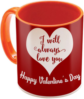 

SKY TRENDS Valentine Gift for Girlfriend Love Printed I Love U Forever Perfect for Her Him Wife Fiance Anniversary And Birthday STGD046 Ceramic Mug(325 ml), Orange