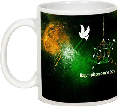 

AllUPrints Let Everyone Be Free On Independence Day Ceramic Mug(325 ml), White