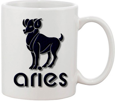 

Ashvah Aries Black Ceramic Mug(350 ml), Multicolor