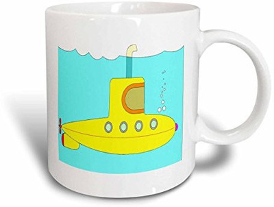 

3dRose mug_43839_1 Yellow Submarine Ceramic, 11 oz, White Ceramic Mug(60 ml), Multicolor