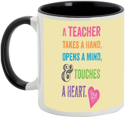 

AllUPrints Teachers Day Gifts - A Teacher Take A Hand,open A Mind Ceramic Mug(325 ml), Black