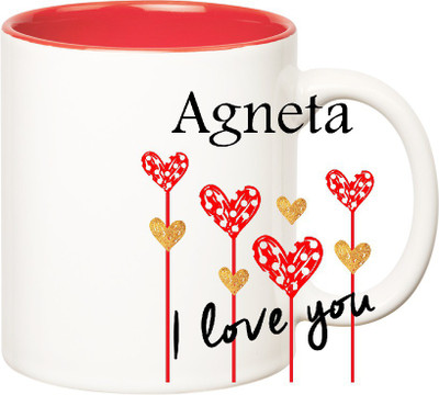 

Huppme I Love You Agneta Inner Red (350 ml) Ceramic Mug(350 ml), Red;white