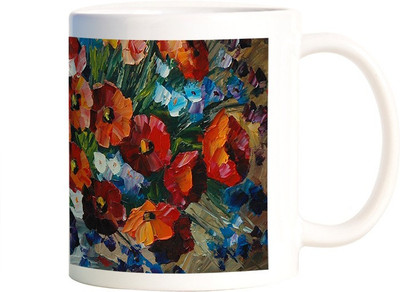 

Rangeele Inkers Flowers Painting Art Ceramic Mug(300 ml), Multicolor