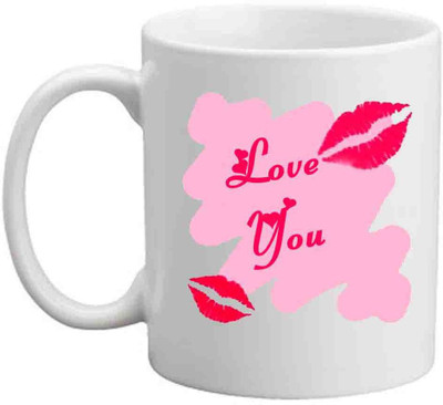 Raj Laxmi Love You With Love Bite White Ceramic Mug(350 ml)