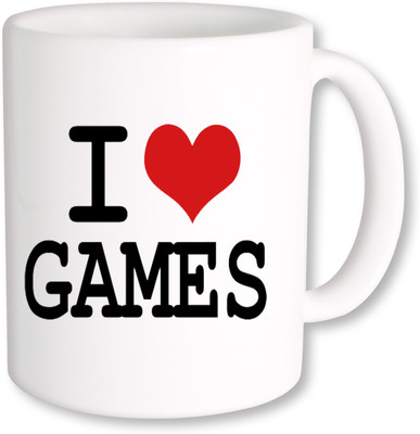 

PhotogiftsIndia I Love Games Ceramic Mug(325 ml), Multicolor