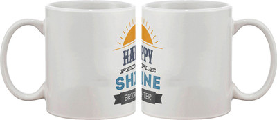 

Artifa Happy People Shine Brighter Porcelain, Ceramic Mug(350 ml), Multicolor
