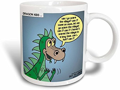

3dRose Dragon Kids Ceramic, 11 oz, White Ceramic Mug(60 ml), Multicolor