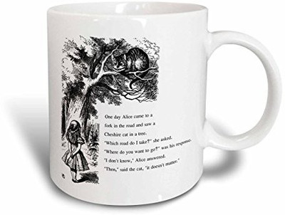 

3dRose mug_193782_1 Which Road Do I Take Cheshire Cat Alice in Wonderland John Tenniel Ceramic, 11-Ounce Ceramic Mug(60 ml), Multicolor