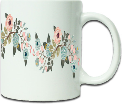 

Maison N Mode Flower Bail Pattern Coffee Ceramic Mug(330 ml), Multicolor