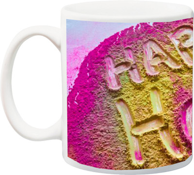 

ME&YOU Gift for Holi; Colorful Holy Printed Ceramic Mug(325 ml), Multicolor