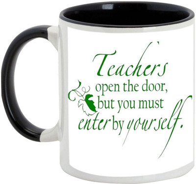 

AllUPrints Teachers Day Gifts - Teacher Open The Door Ceramic Mug(325 ml), Black