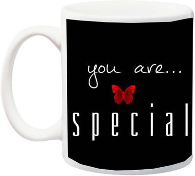 

ME&YOU Valentine's Day Gifts For Him/Her/Girl-friend/Boy-friend ; You Are Special With Butter Fly Print White Font Printed Ceramic Mug(325 ml), Multicolor