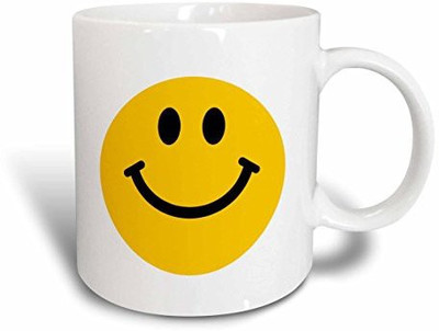 

3dRose Yellow Smiley Face Cute Traditional Happy Smilie, Ceramic, 15-Oz Ceramic Mug(60 ml), White