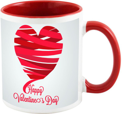 

AllUPrints Happy Valentine's Day Red Ceramic Mug(325 ml)