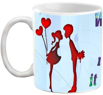 

EFW When Love is Not Madness It is Not Love Red Heart Theme Printed Coffee Ceramic Mug(325 ml), White