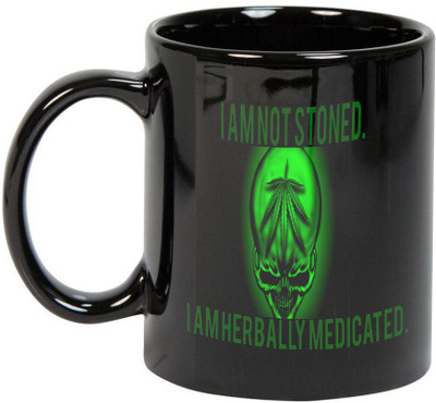 

Prithish Herbally Medicated Black Ceramic Mug(330 ml), Multicolor
