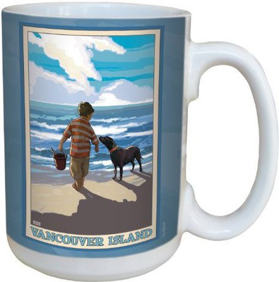 

Tree-Free Greetings Greetings lm43049 Coastal Vancouver Island Boy with Dog by Joanne Kollman Ceramic with Full-Sized Handle, 15-Ounce, Multicolored Ceramic Mug(60 ml), Multicolor