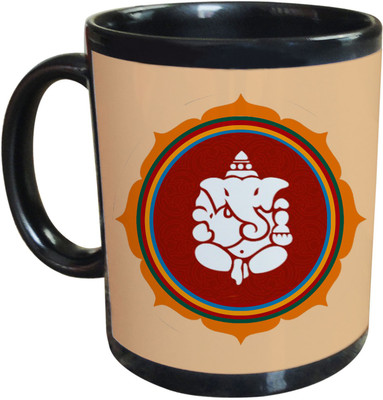 

Tied Ribbons Beautiful Ganesha Gifts For Diwali Black Coffee Ceramic Mug(325 ml), Multicolor