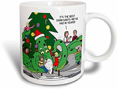 

3dRose The Christmas Squid Department Store Santa Ceramic, 11 oz, White Ceramic Mug(60 ml), Multicolor