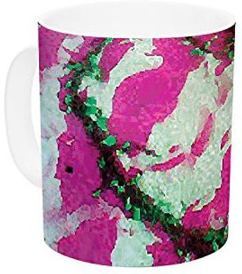 

Kess InHouse InHouse Anne LaBrie Pink Tiger Love Pink Green Ceramic Coffee, 11 oz, Multicolor Ceramic Mug(60 ml)
