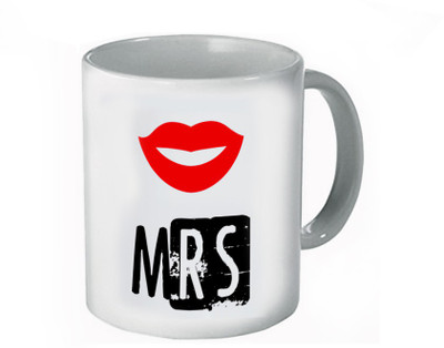 

My Bestow MRS White Plain Coffee Ceramic Mug(320 ml), Multicolor