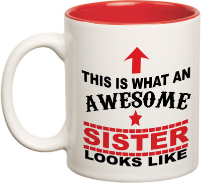 

Prithish Awesome Sister Double Color Ceramic Mug(330 ml), Multicolor