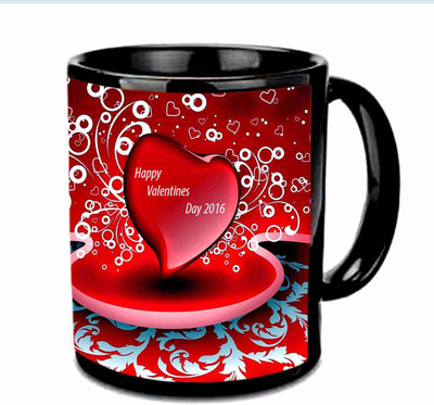 

Raj Laxmi Big heart valentine black Ceramic Mug(350 ml)