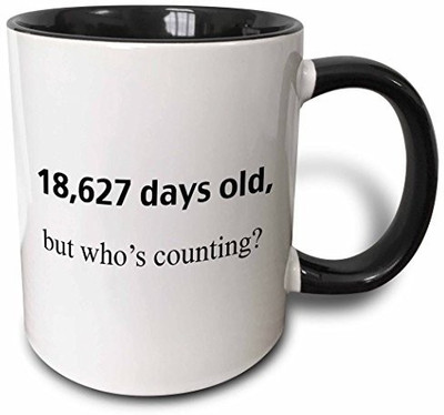 

3dRose mug_112166_4 18, 627 Days Old But Who's Counting Two Tone Black, 11 oz, Black/White Ceramic Mug(60 ml), Multicolor
