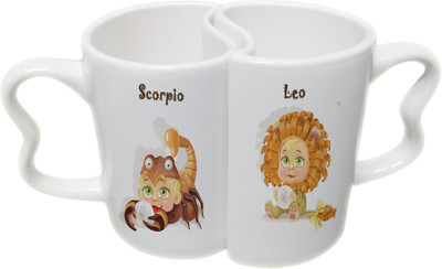 

Ucard Scorpio and Leo Zodiac Sign Couple Bone China, Ceramic, Porcelain Mug(325 ml), Multicolor