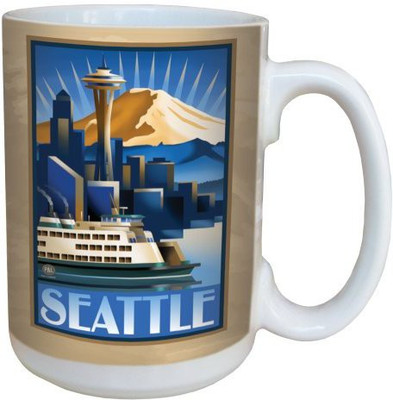 

Tree-Free Greetings Greetings 79425 Seattle Sunrise by Paul A. Lanquist Ceramic with Full-Sized Handle, 15-Ounce, Multicolored Ceramic Mug(60 ml), Multicolor
