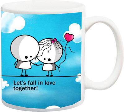 

ME&YOU Gift for Valentine's Day/Anniversary ; Beautiful Cute Couple Let's Fall in love Together Printed Ceramic Mug(325 ml), Multicolor
