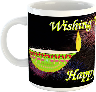

Deeher Gifts Happy Diwali Design42 Ceramic Mug(330 ml), Multicolor