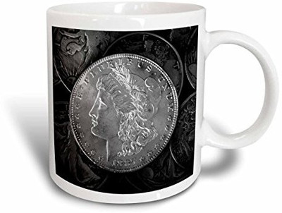 

3dRose 1887 Liberty Silver Dollar - Stylized Photograph of Vintage Coins - Ceramic, 15-Ounce (mug_173465_2) Ceramic Mug(60 ml)