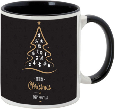 

AllUPrints Merry Christmas And Happy New Year Ceramic Mug(325 ml), Black