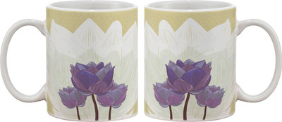 

Artifa Purple Floral Design Porcelain, Ceramic Mug(350 ml), Multicolor