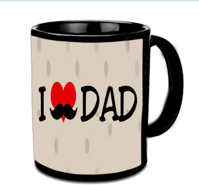 

Raj Laxmi I Love Dad With Simple N Cool Design Multicolor Ceramic Mug(350 ml), Black