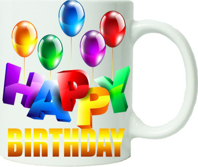 

Maison N Mode Happy Birth Day Ballon Coffee Ceramic Mug(330 ml), Multicolor