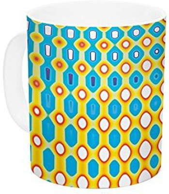 

Kess InHouse InHouse Dawid Roc Psychedelic Art Yellow Blue Ceramic Coffee, 11 oz, Multicolor Ceramic Mug(60 ml)