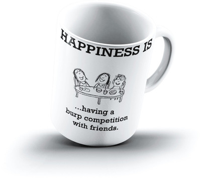 

Ucard Happiness Is1208 Bone China, Ceramic, Porcelain Mug(325 ml), Multicolor