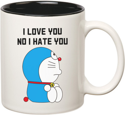 

HuppmeGift Confused Inner Black Ceramic Mug(350 ml), Black;white