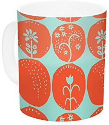

Kess InHouse InHouse Anneline Sophia Dotty Papercut Orange Circles Teal Ceramic Coffee, 11 oz, Multicolor Ceramic Mug(60 ml)