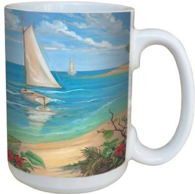 

Tree-Free Greetings Greetings lm43411 Tropical Plantation Key Sailboat by Paul Brent Ceramic with Full-Sized Handle, 15-Ounce Ceramic Mug(60 ml), Multicolor