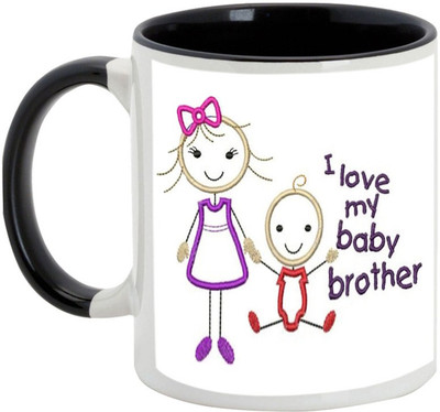 

AllUPrints Gift For Bahiya Dooj/ Brother/ Sister - I Love My Baby Brother Black Ceramic Mug(325 ml)