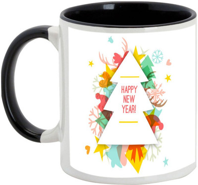 AllUPrints New Year Evening Ceramic Mug(325 ml), Black