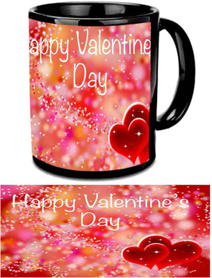 

Raj Laxmi Twin heart valentine black Ceramic Mug(350 ml)