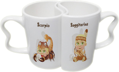 

Ucard Scorpio and Saggitarius Zodiac Sign Valentines Day Couple Bone China, Ceramic, Porcelain Mug(325 ml), Multicolor